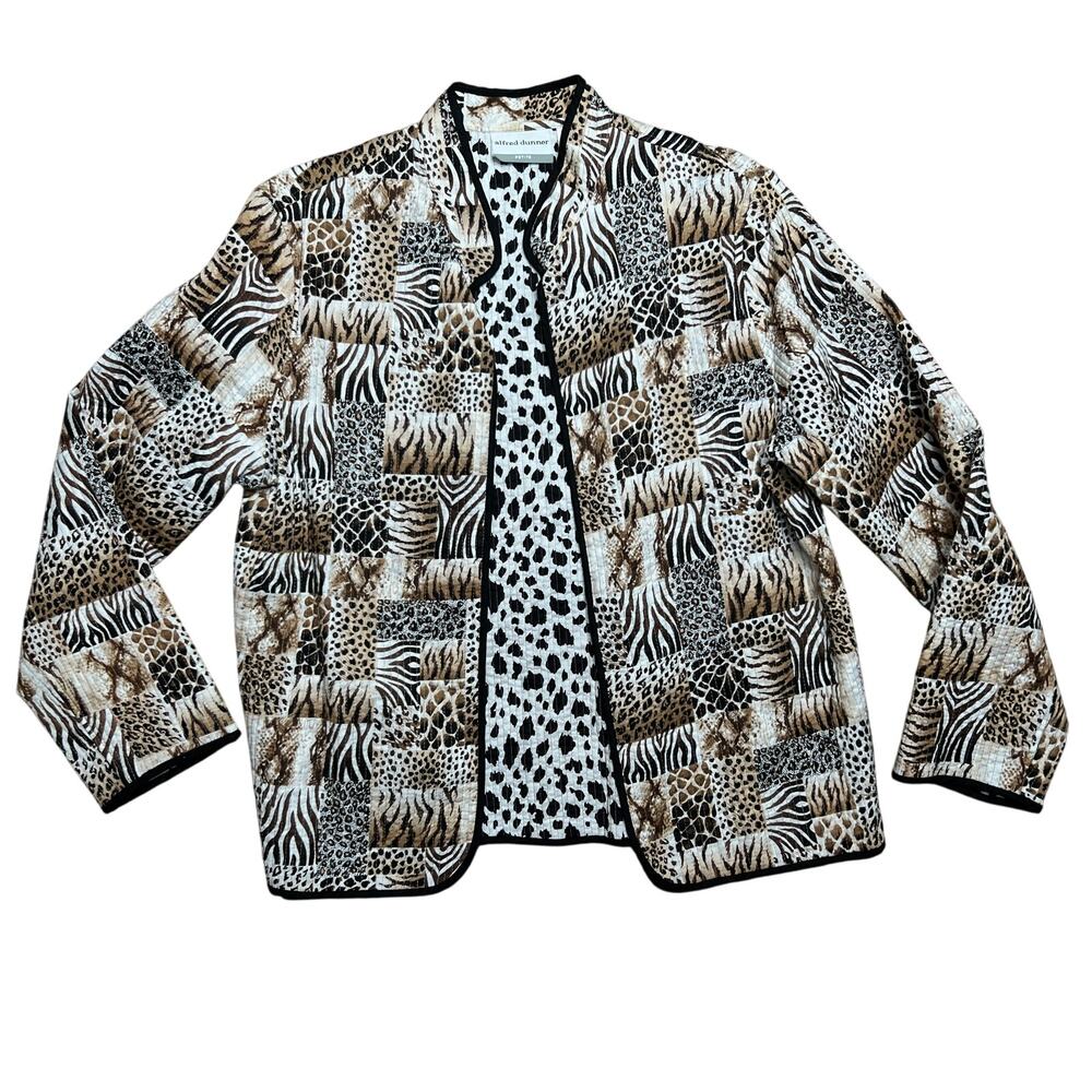 VTG Quilted Jacket Animal Print Reversible Size Small Lightweight Alfred Dunner